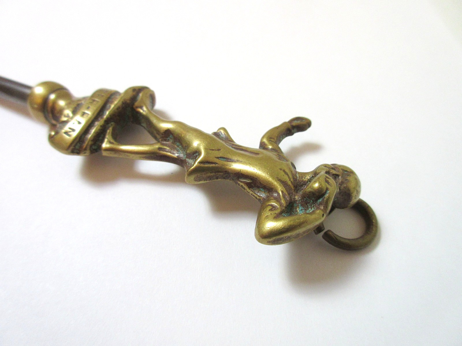 Antique Figural Brass Button Hook Peter Pan