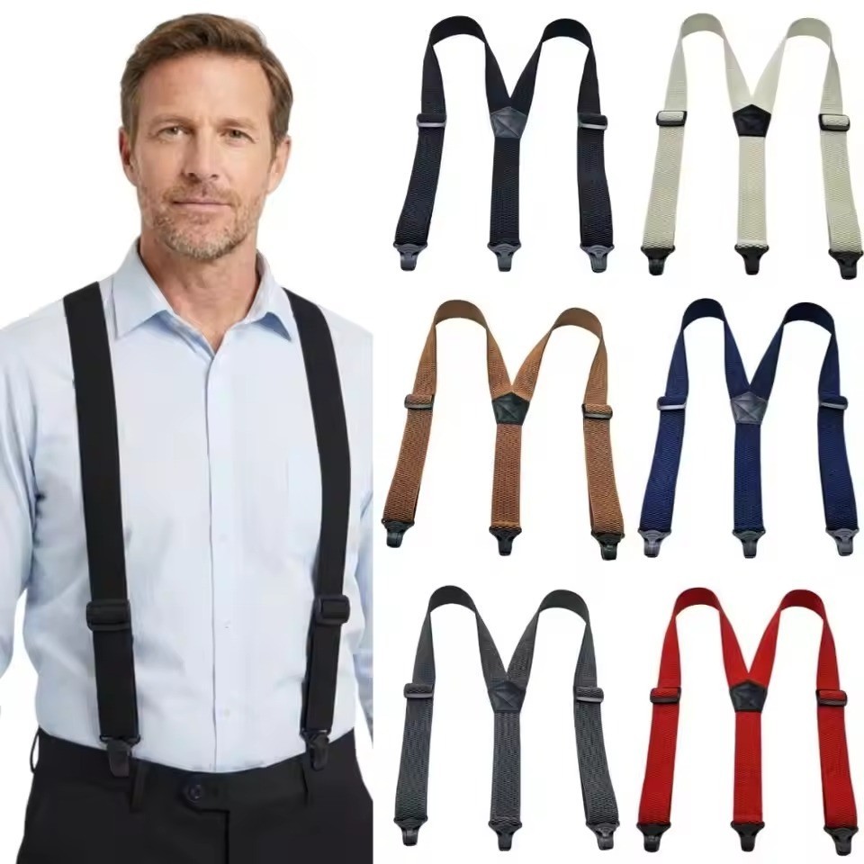 Heavy Duty Elastic Suspenders for Men Trouser Pants Braces Strap Work Belt