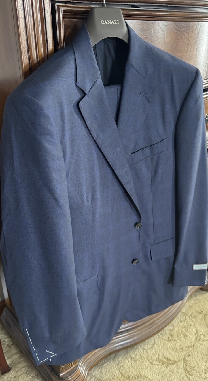 CANALI Dark Navy Windowpane Check Suit Super 160’s EU 58/US 46R MSRP $2495