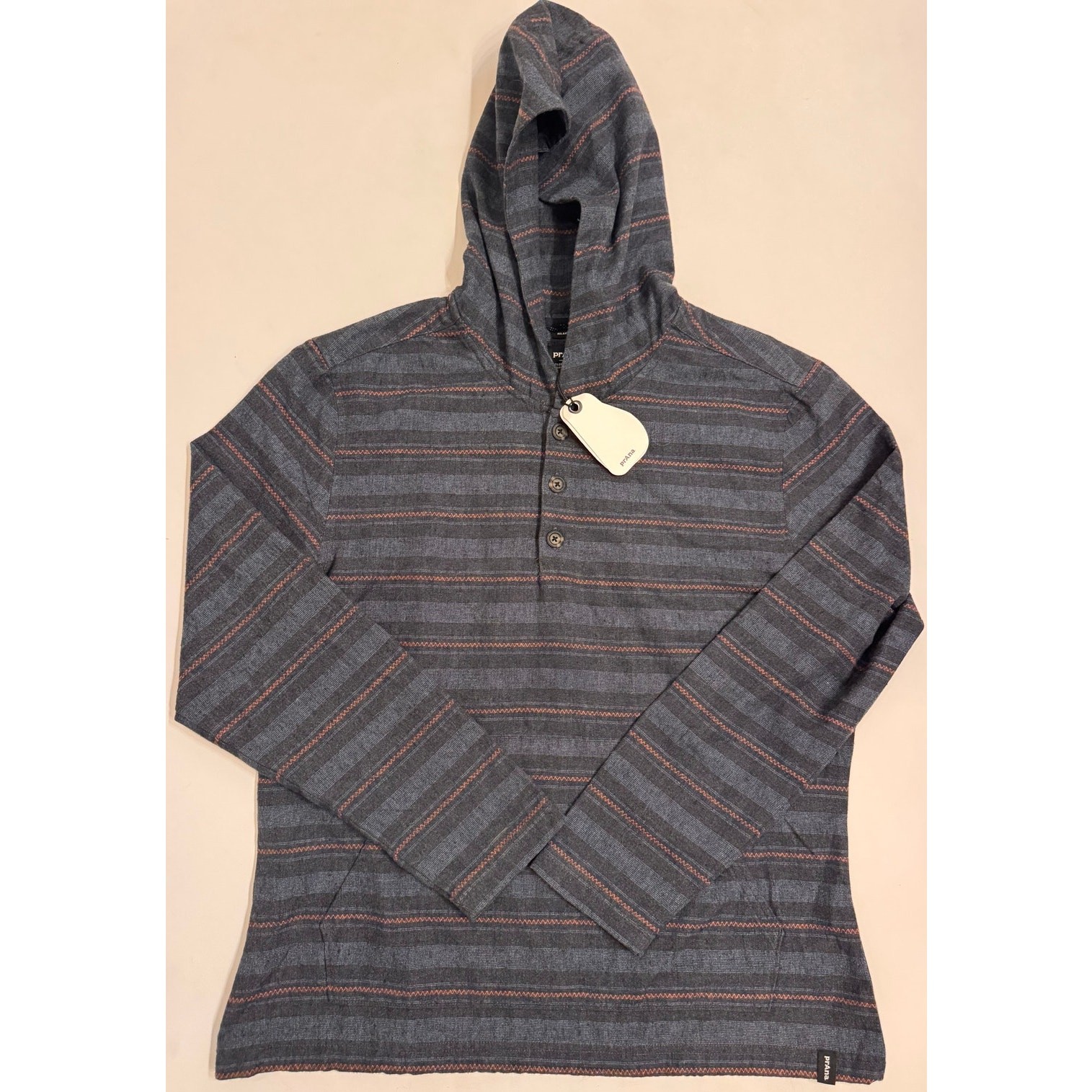 NWT prAna Men’s Westbrook Hooded Flannel Stormy Night Sz S