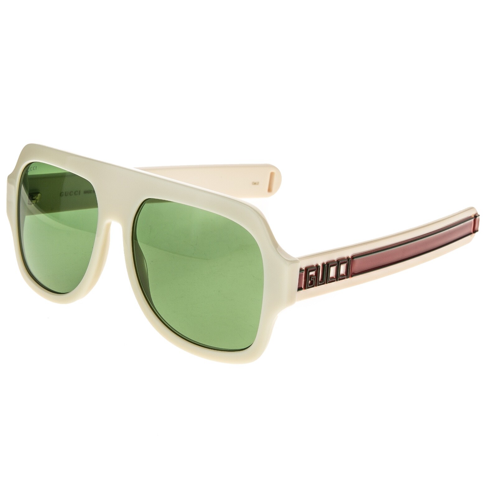 GUCCI GG0255S AUTHENTIC SEGA 0255 Ivory Green Stripe Unisex Sport Sunglasses 003