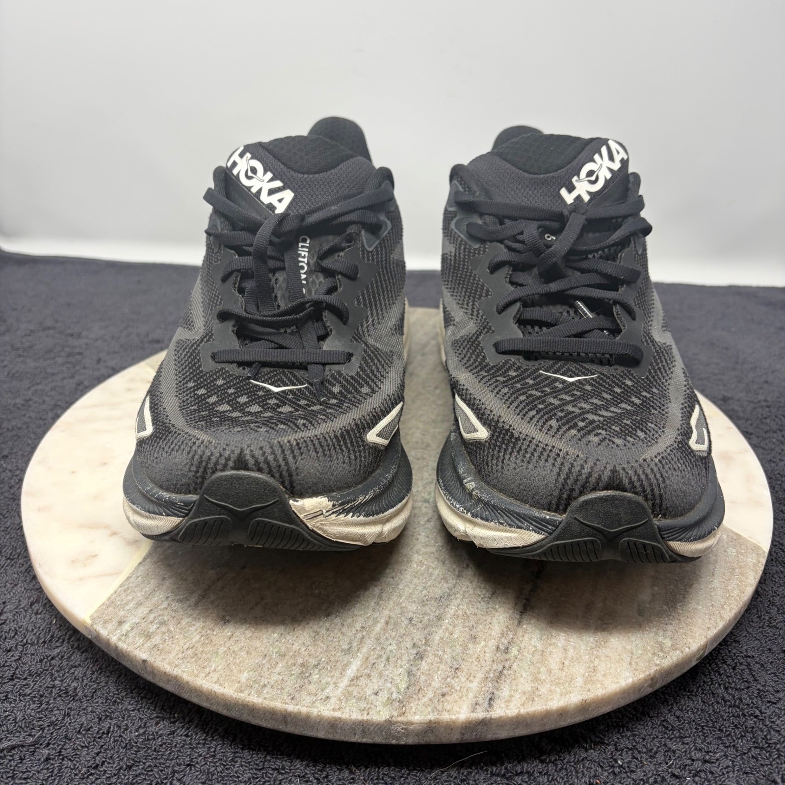 Hoka Clifton 9 Mens Running Shoes Black White 1127895 BWHT Size 11D