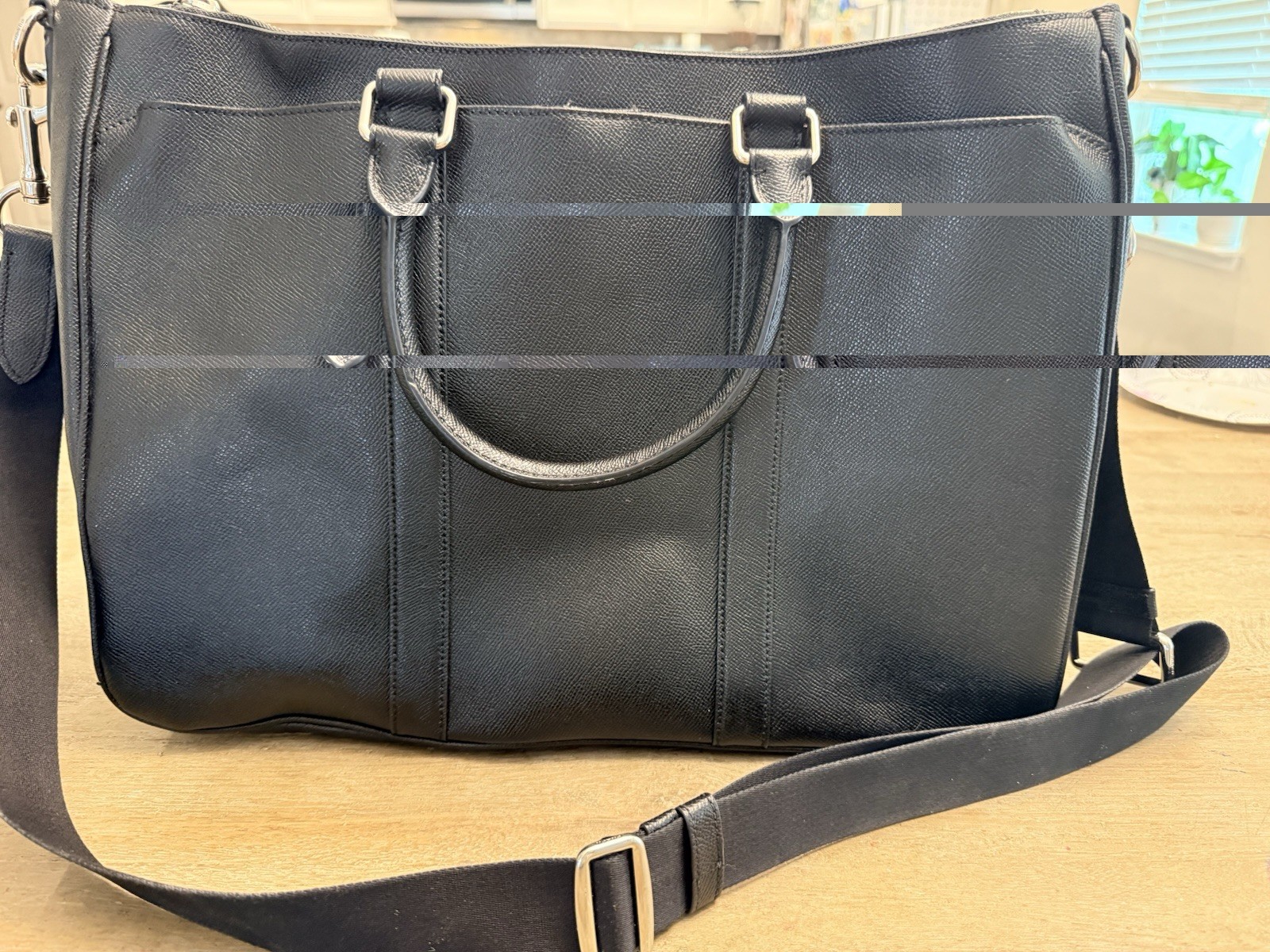 Coach Perry Metropolitan Tote in Black Crossgrain Leather