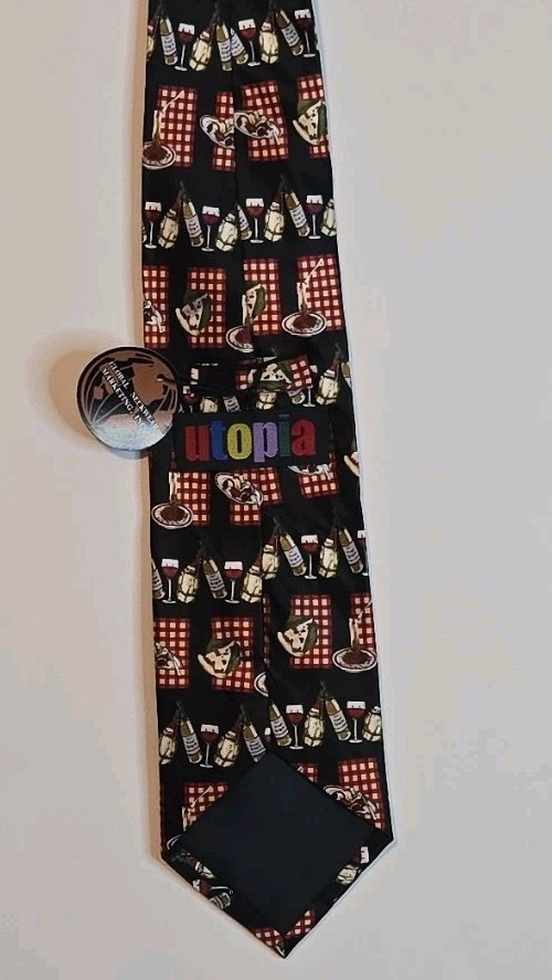 Utopia Men’s Black Food & Drink Novelty Tie Polyester Classic 57-60 in