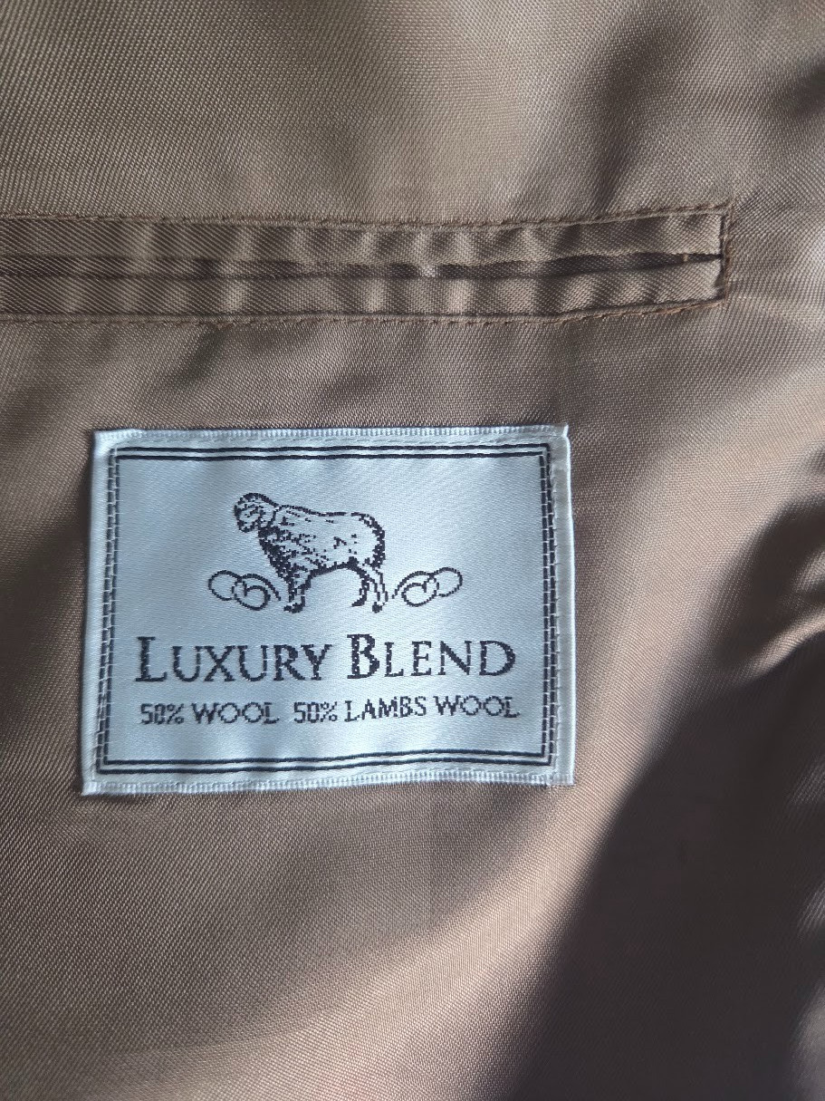 Deansgate 44L Brown Tan Herringbone Tweed Lambswool Wool Mens Blazer Sport Coat