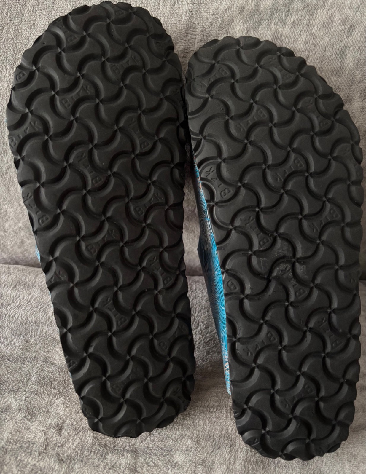 PAPILLIO x Birkenstock ‘Florida’ (39/8) Tropical Leaf Blue Birko-Flor Sandals