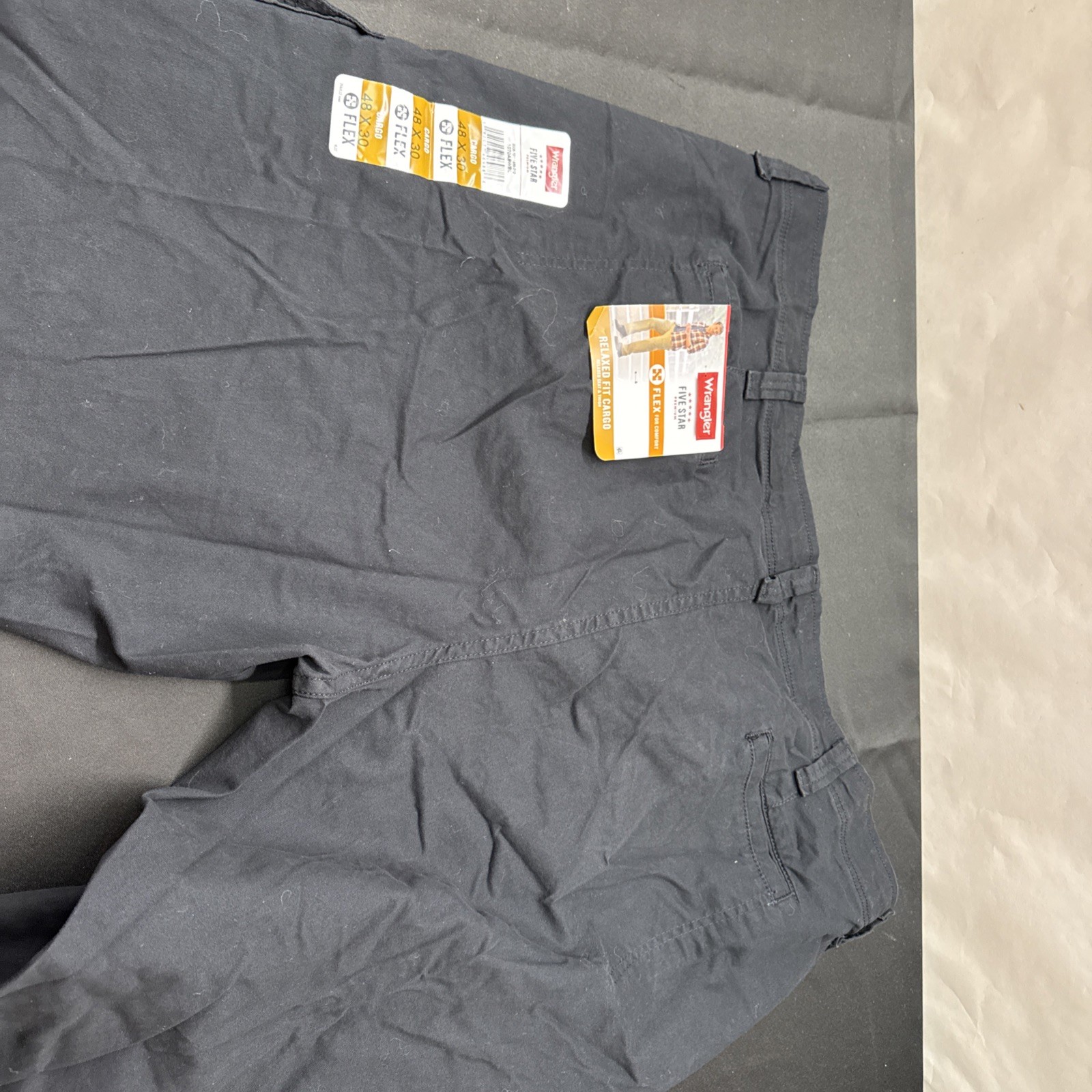 Wrangler Five Star Premium Relaxed Fit Flex Cargo Pants Mens 48×30 Black