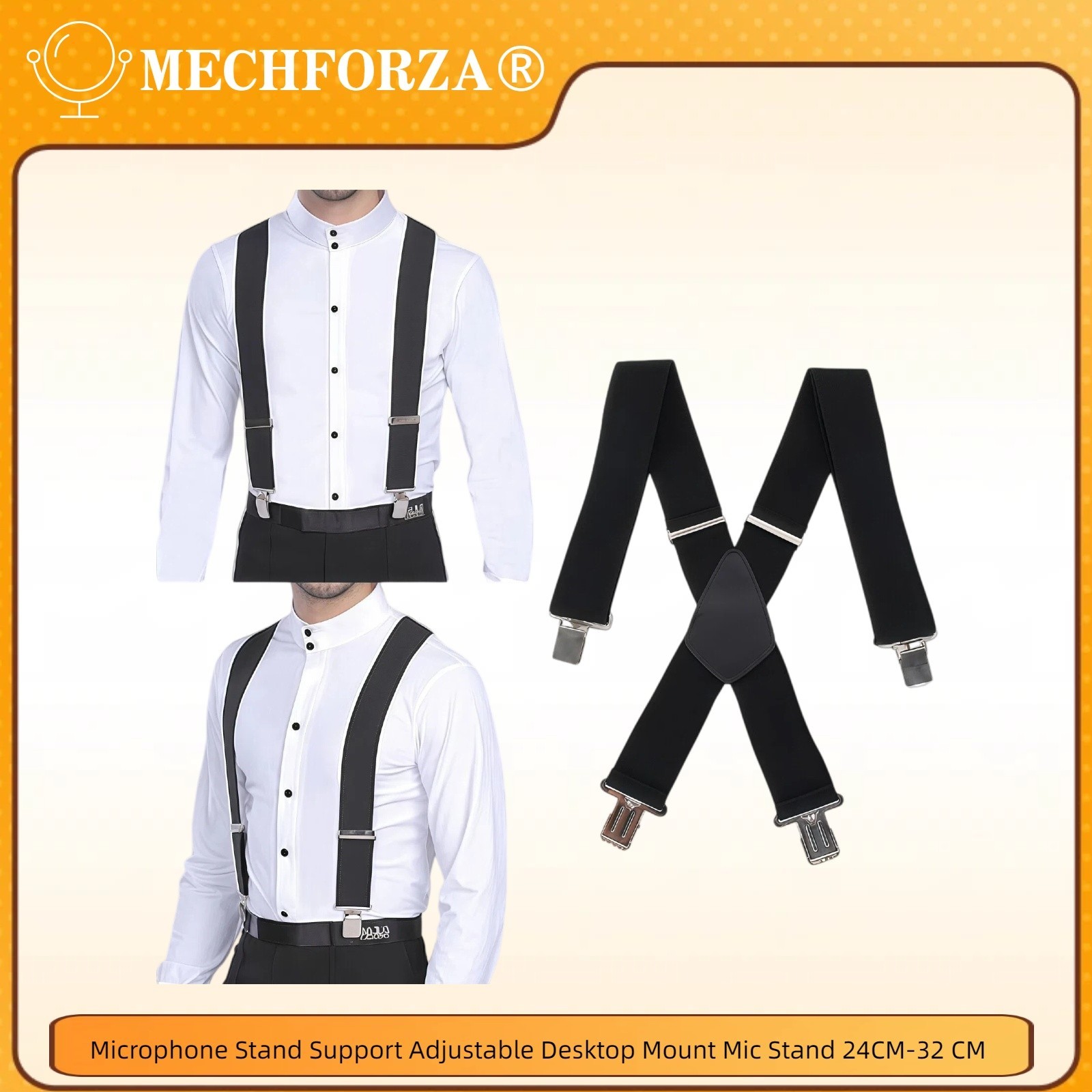 Men’s Suspender Belt Loop X Style Adjustable Clip 50mm Elastic Straps Band