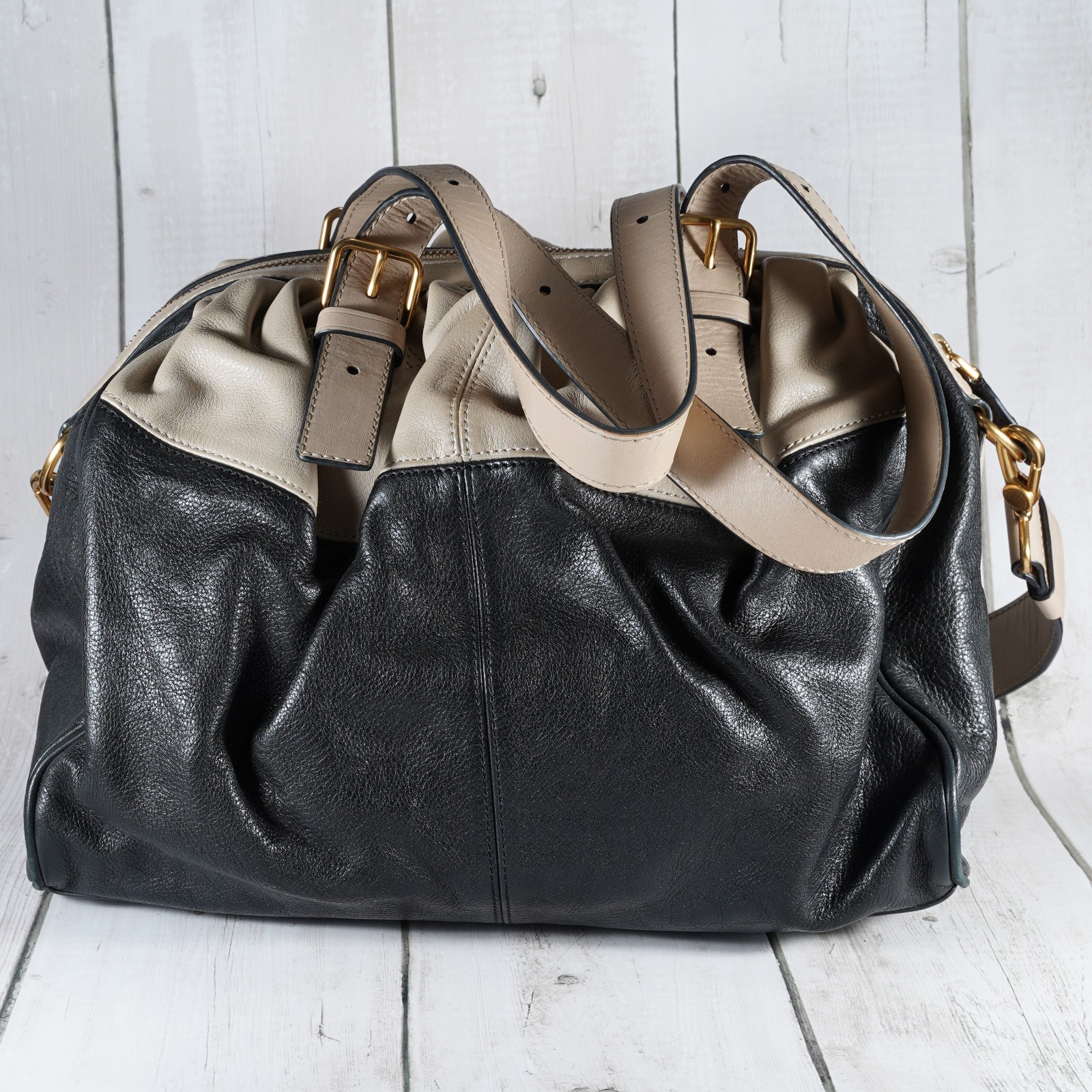 Women’s Marc Jacobs Bicolor black and beige leather satchel bag