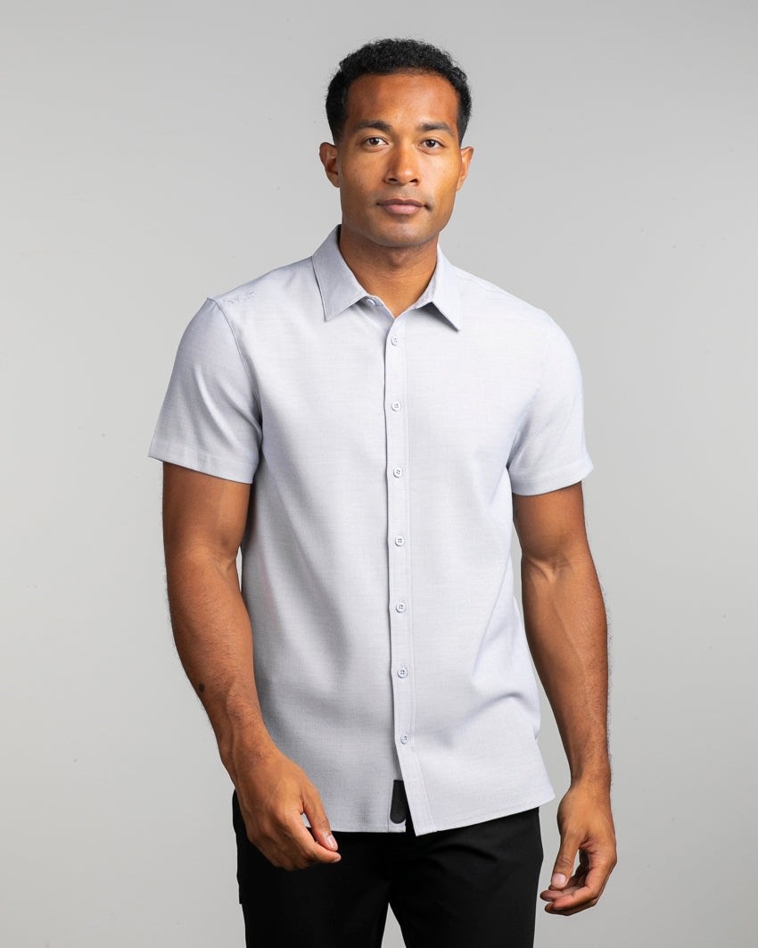 NEW | BYLT Vista Short Sleeve Button Down Shirt Mens Size XL Light-Grey