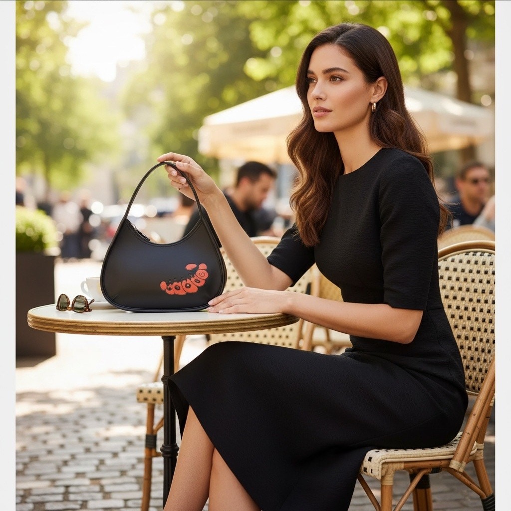 Coach Ergo Bag In Coachtopia Leather With Sleepy Caterpillar in Black CQ827