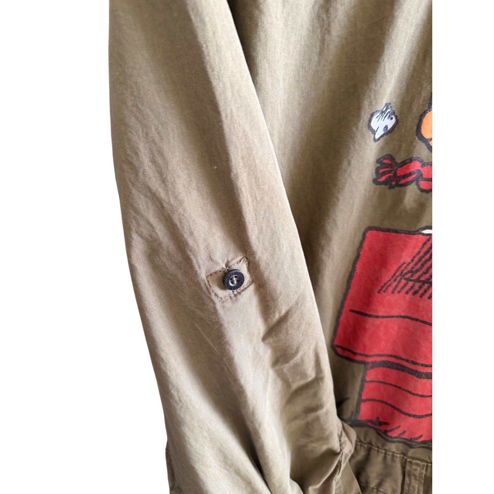 Zara Peanuts Snoopy Olive Green Utility Jumpsuit Coveralls Women’s Large L