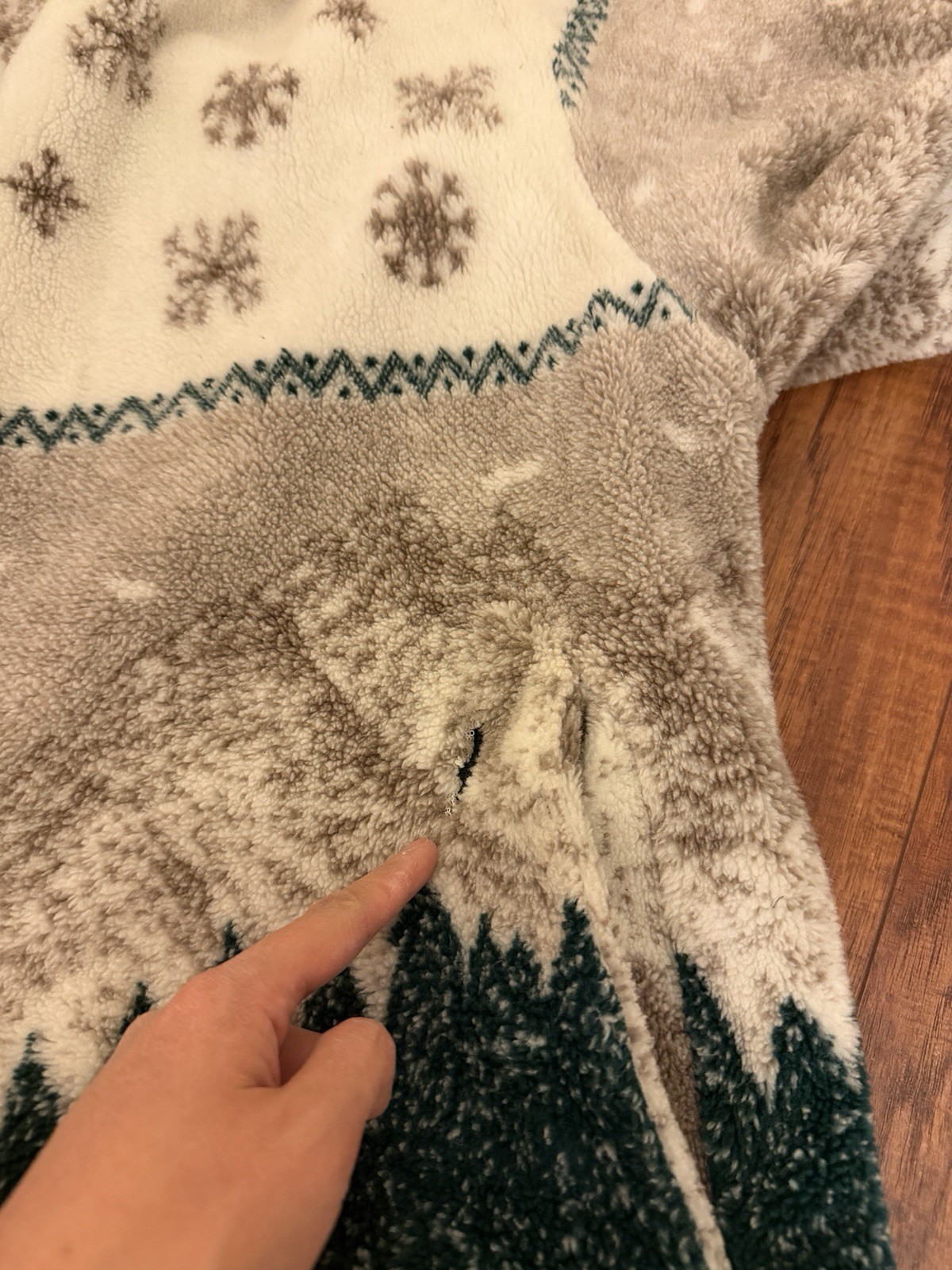 Vintage Denali Large Sherpa Fleece Hooded Long Nature Jacket Blanket Cozy Deer