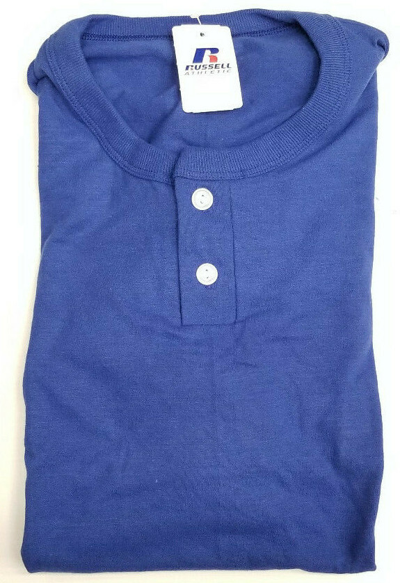 NEW Vintage Russell Athletic Blank 2 Button Henley T-shirt Mens El Salvador