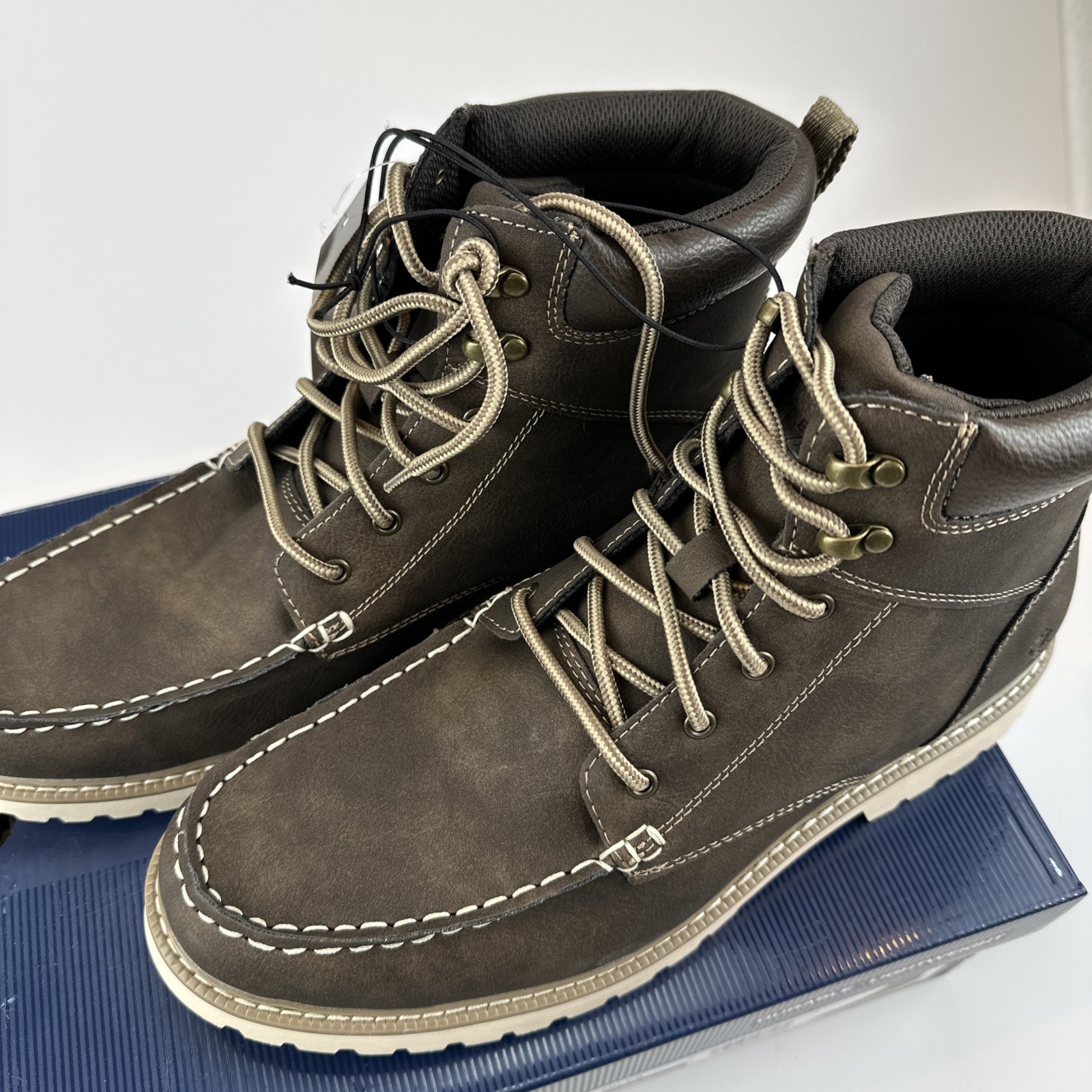 Izod Men’s Boots Miles Brown Size 12 Lace Up Memory Foam Comfort New NIB