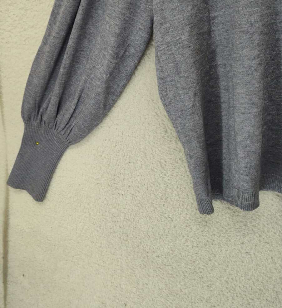 Magaschoni Women Sweater Extra Large Gray Nylon Blend Long Sleeve Knit Pullover