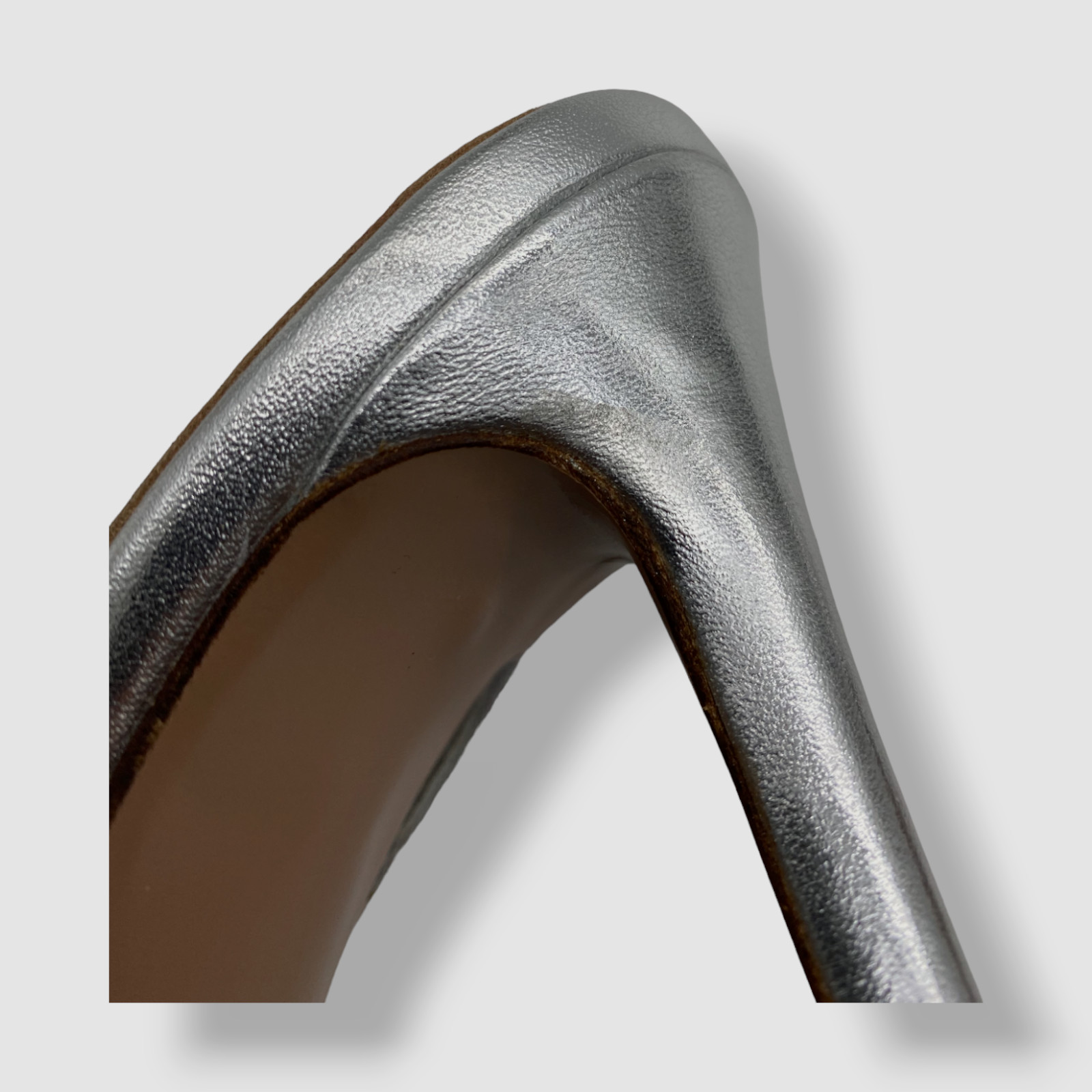 $695 Andrea Wazen Women’s Silver Dassy Sunset PVC Ankle Wrap Pump Heels Shoes 36