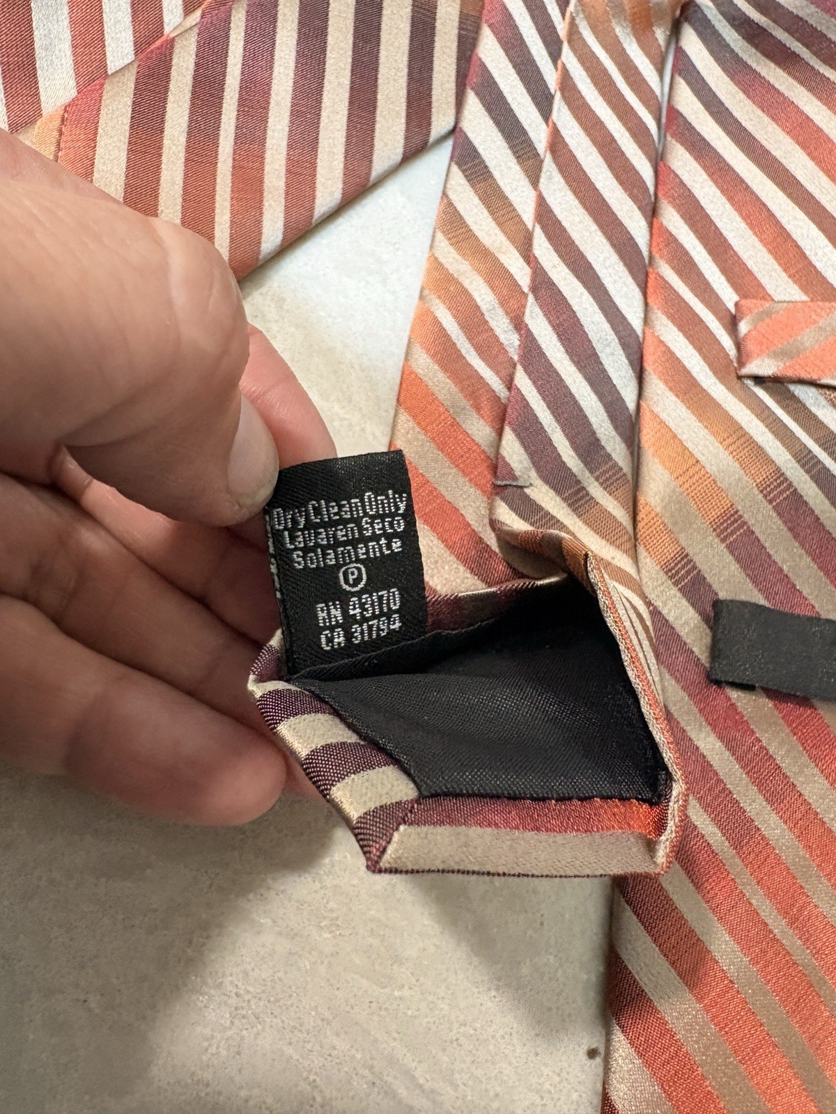 Alfani Orange Ombré Gold 100% Silk Diagonal Striped Tie 3 3/4” wide