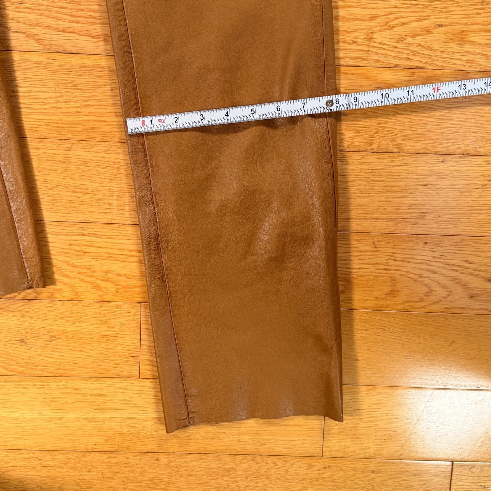 Leather Specialists Mens Tan Brown Genuine Leather Straight Leg Pants Size 32