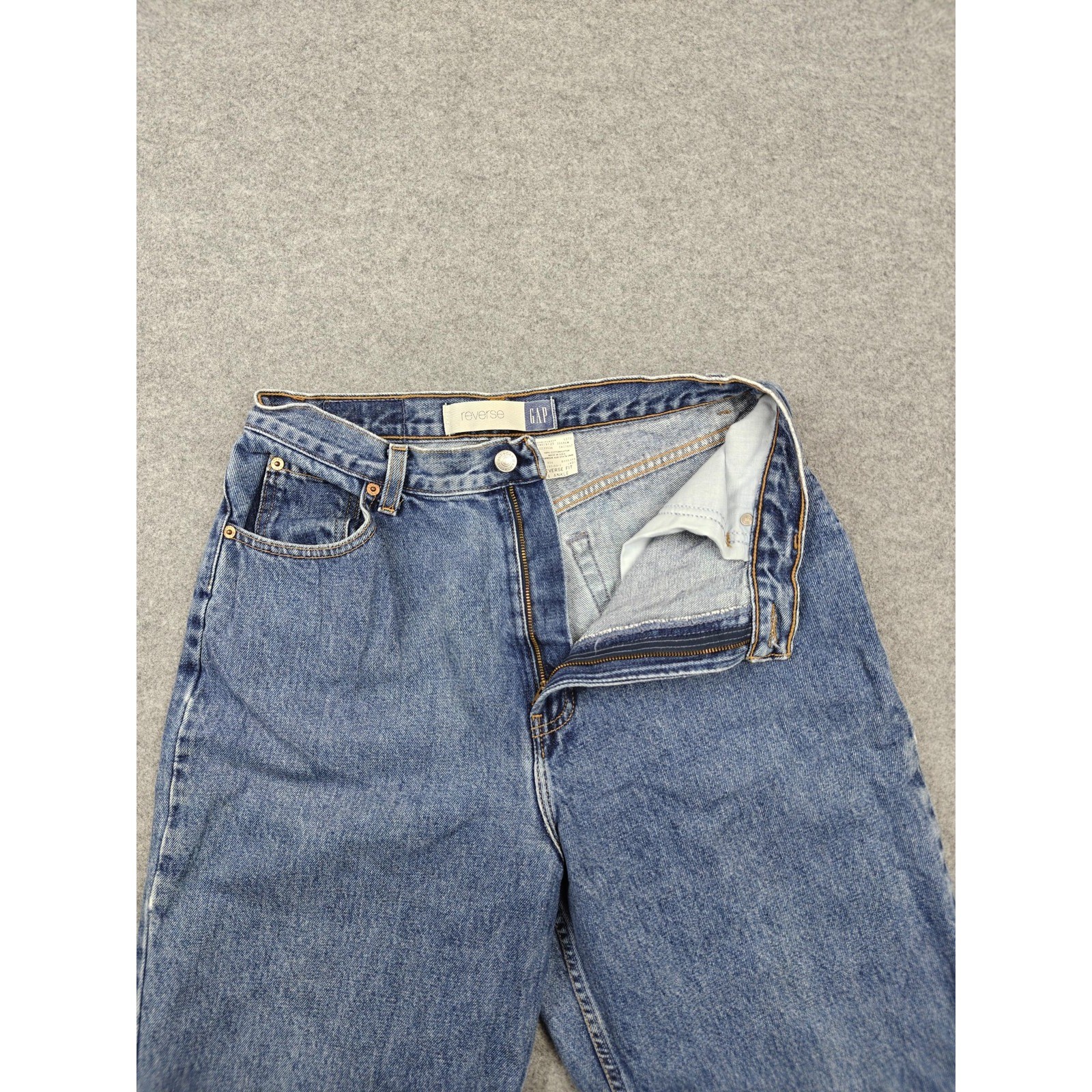Vintage Gap Reverse Fit Jeans Womens 14 Ankle Blue High Rise Denim Made USA