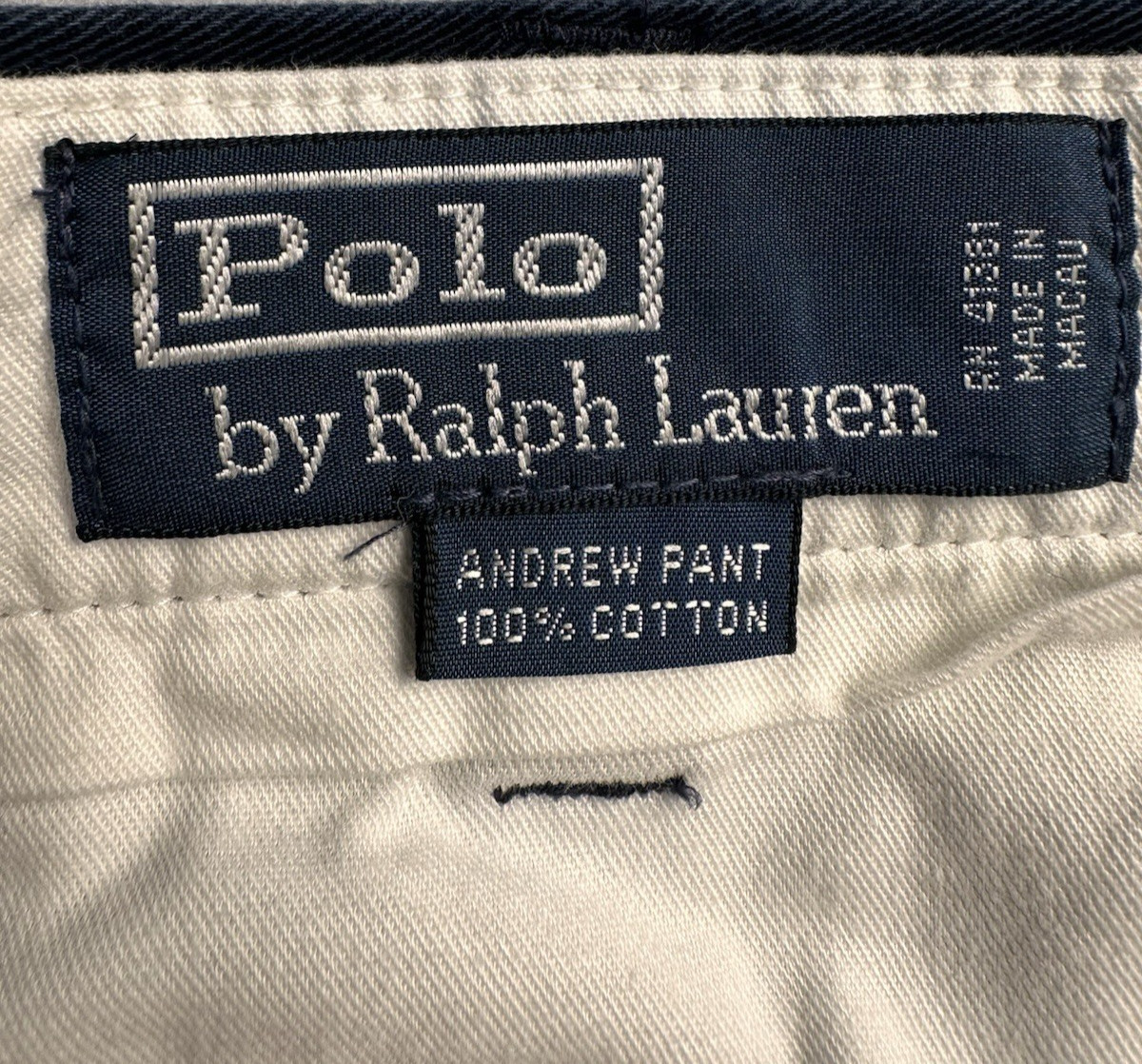 Polo Ralph Lauren Andrew Pant Navy Blue Pleated Cotton Chino Dress Pants 34×31