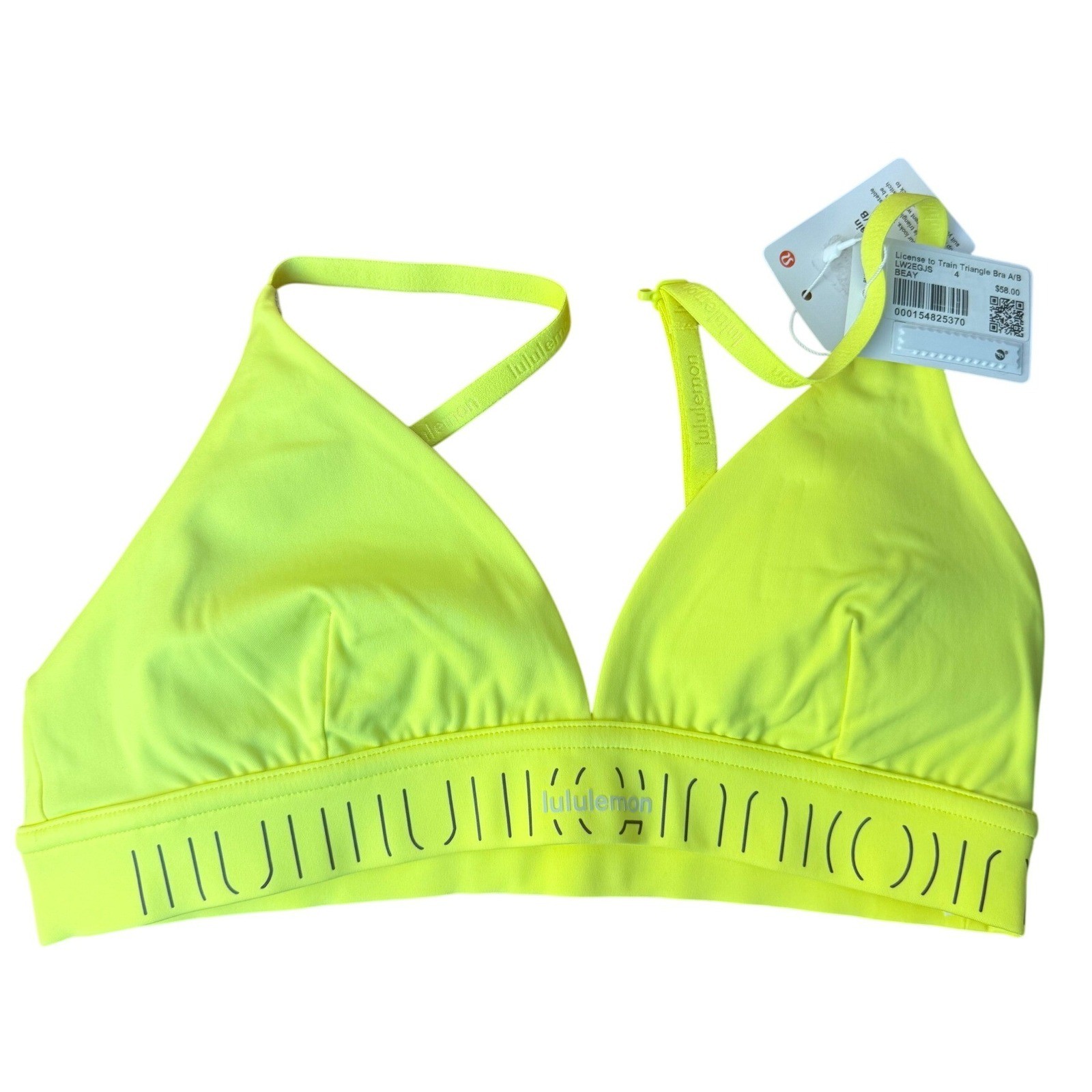Lululemon License to Train Triangle Bra A/B Electric Yellow BEAY Size 4 LW2EGJS