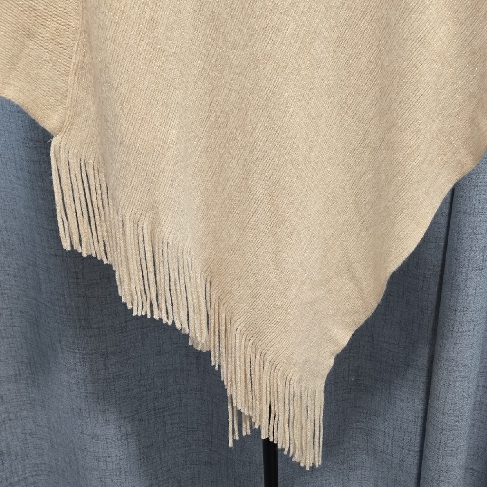 Chico’s Cream Knit Poncho with Metallic Accents