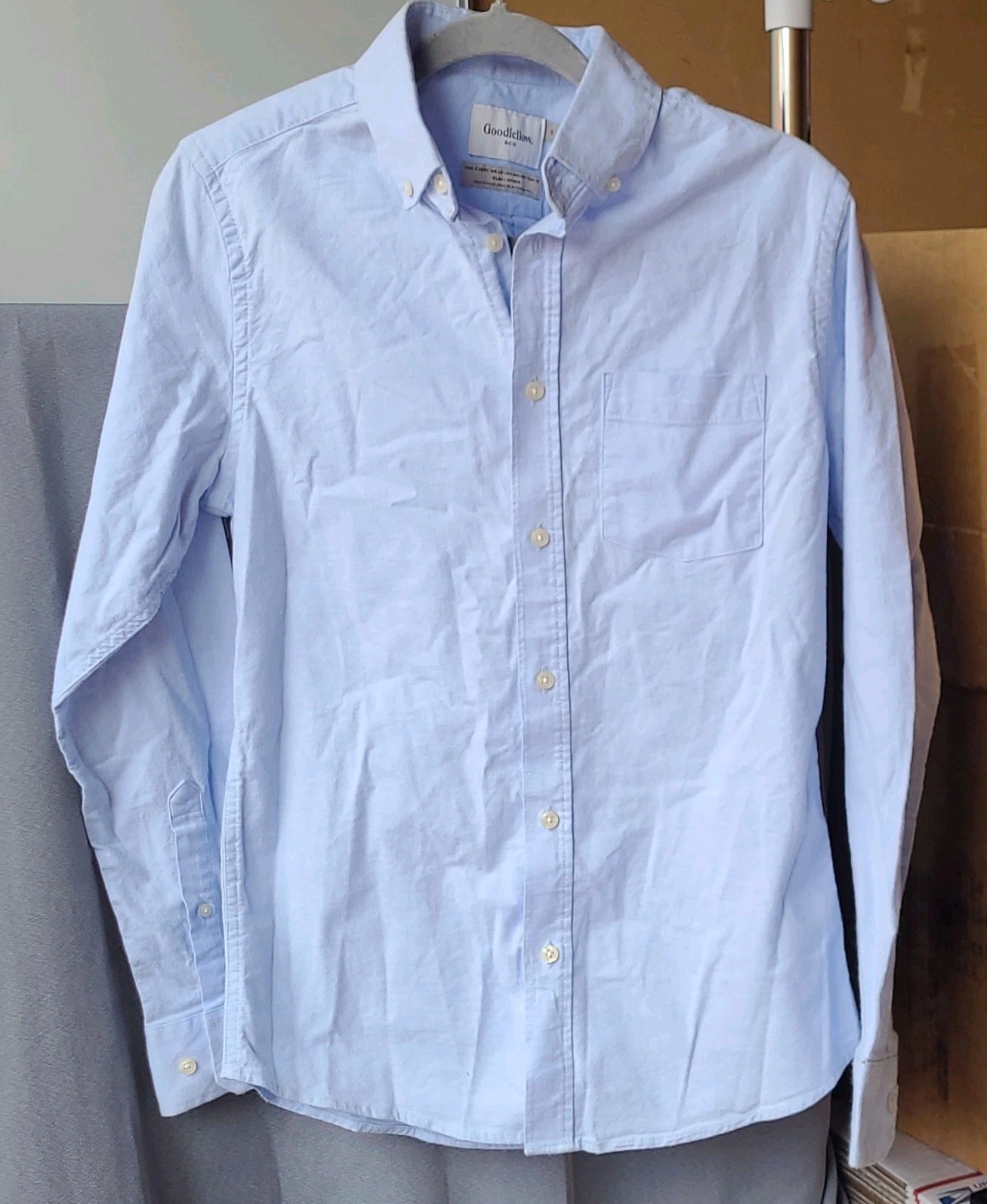 Goodfellow & Co Every Wear Oxford Button-Up Men’s Sz S Slim Blue L/S Pockets