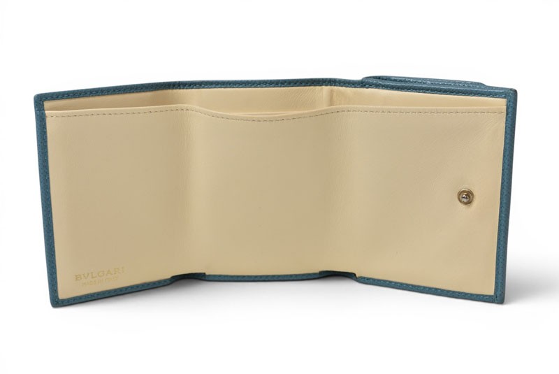 Bulgari Wallet Authentic Bulgari Bulgari Compact Wallet Turquoise Blue Leather