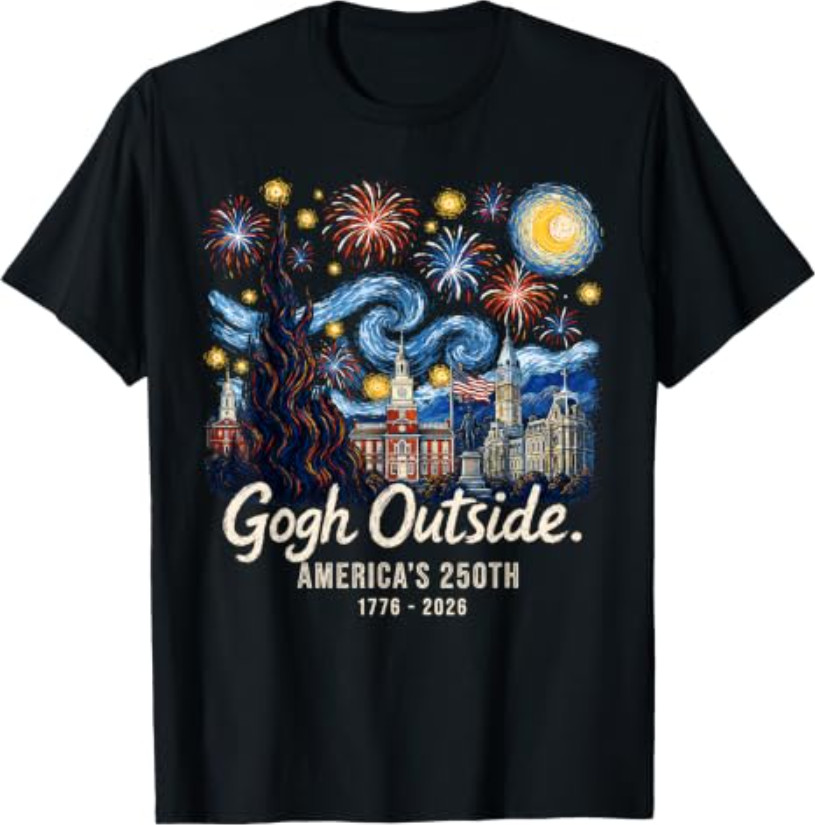 Gogh Outside America’s 250th 1776 2026 Starry Night USA T-Shirt