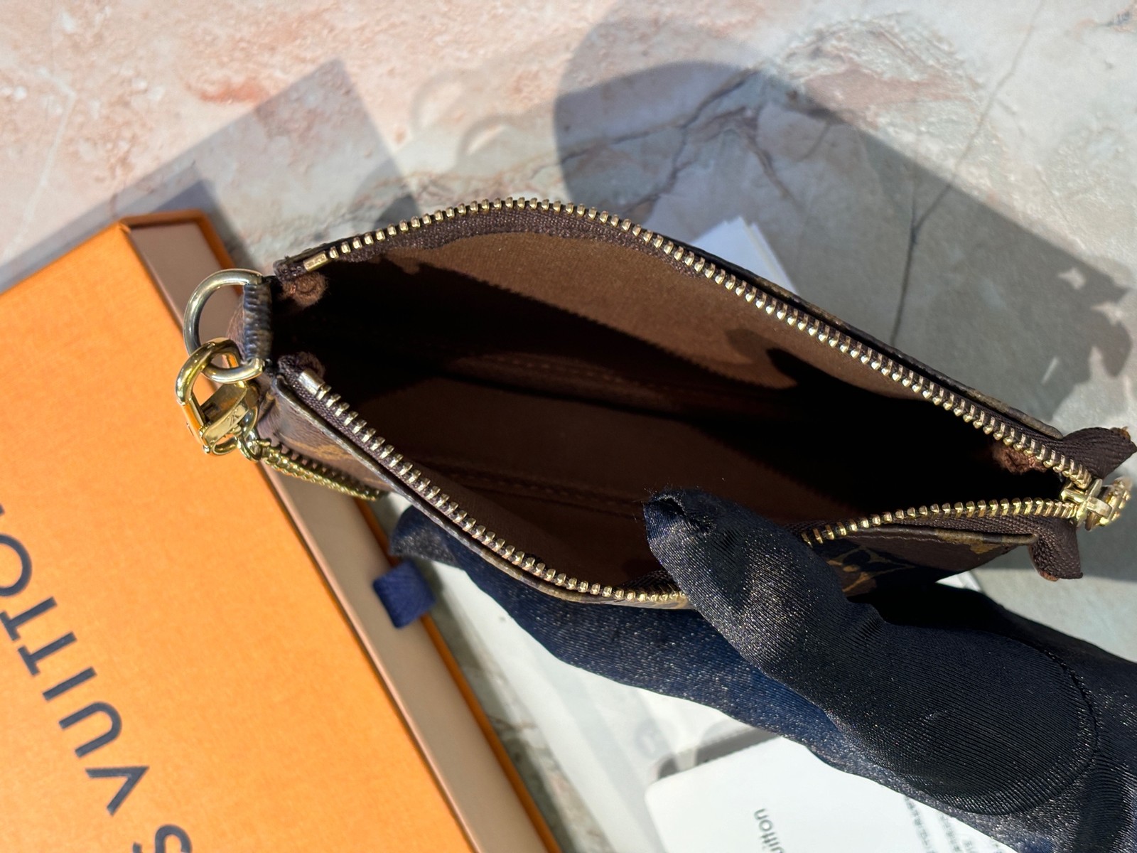 Louis Vuitton Classic Monogram Chain Strap Mini Bag Coated Canvas Leather