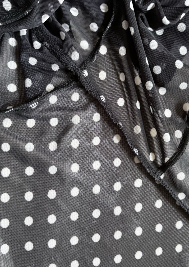 Zero 2 Eight Plus 3X Sheer Mesh Polka Dot Open Front Cardigan Black White Draped