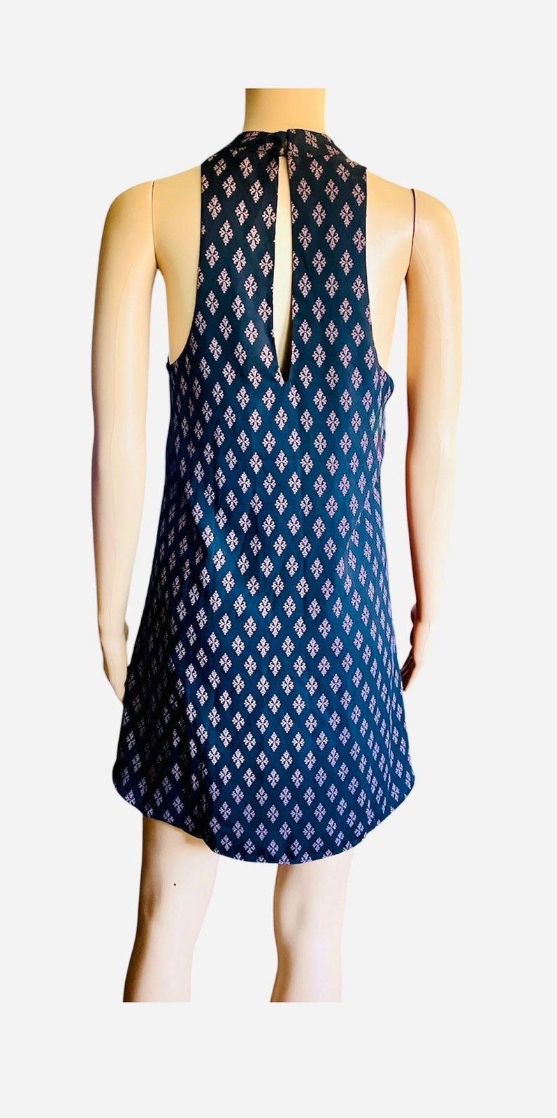 Olivaceous black Printed Halter Neck Sleeveless Mini Dress
