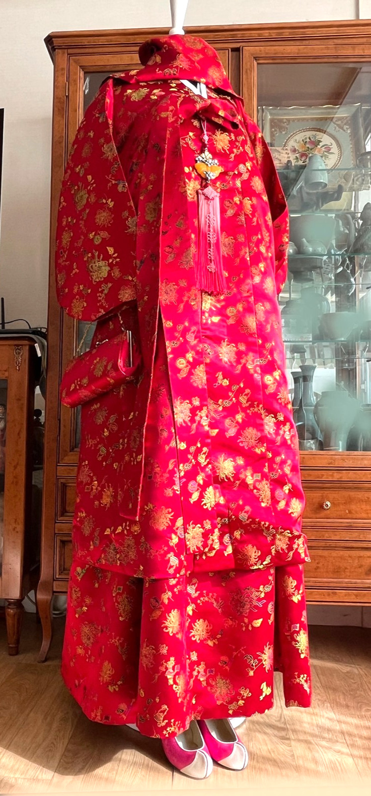 Unique 40-Year Vintage Korean Traditional Clothes Silk Durumagi Hanbok Full Set