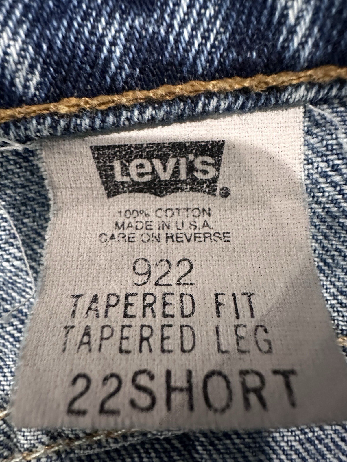 Vintage Levi’s Orange Tab 922 Made USA Tapered Fit Jeans Women’s 22 Short