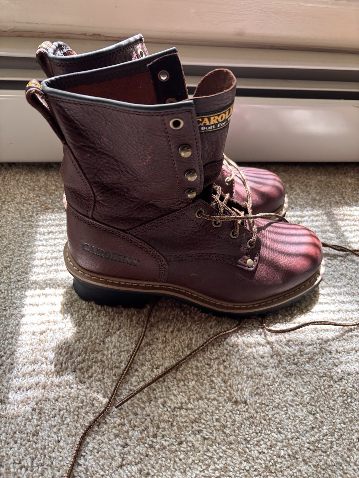 carolina lsgoe ogger boots: Men’s, Size 10 1/2, EE/wide, brown steel toe cap