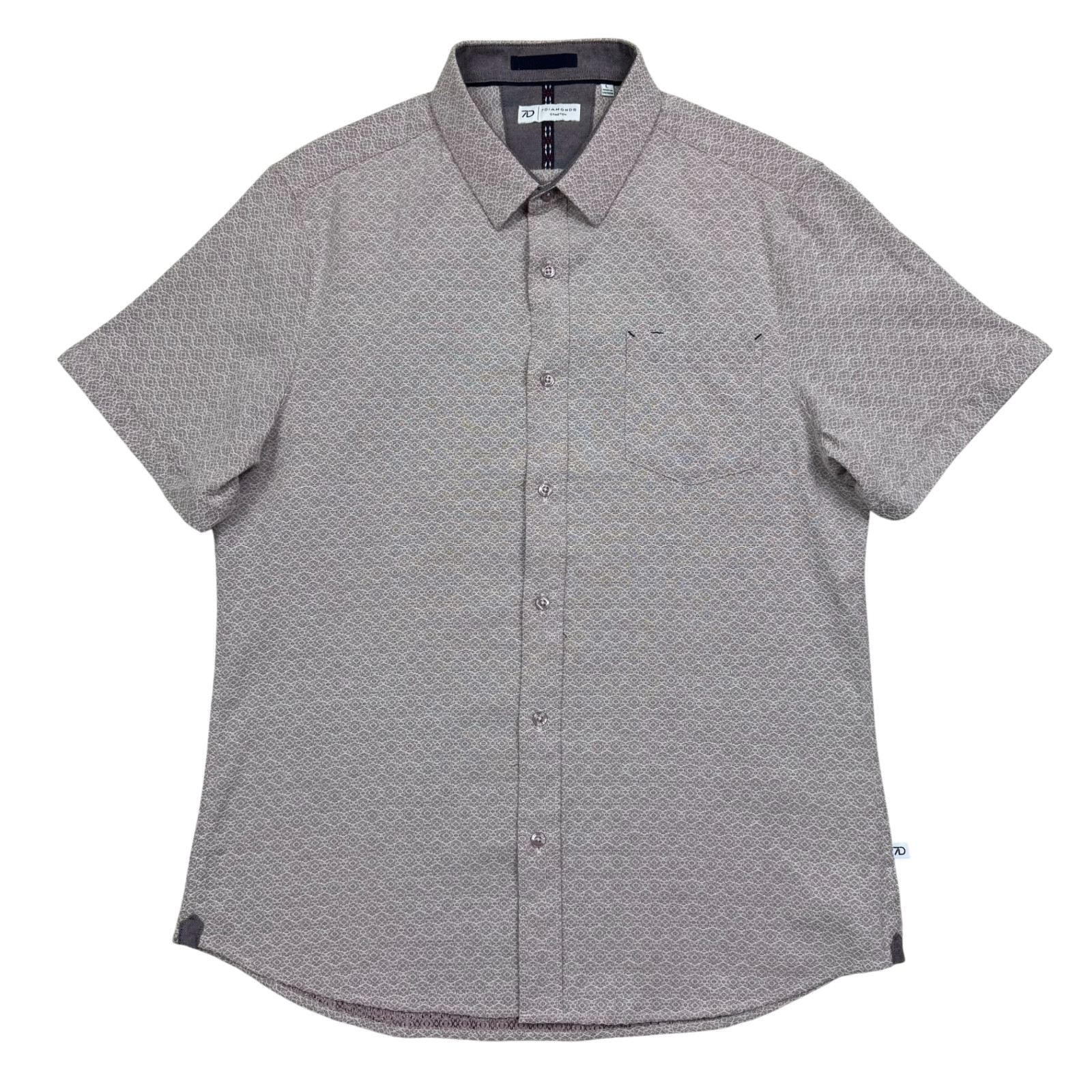 7 Diamonds Men’s Zenith Jacquard Stretch Short Sleeve Button Up Shirt Red Size L
