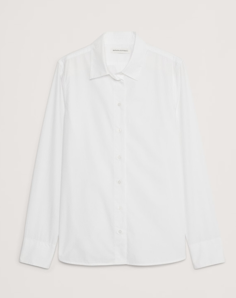 NWT! Banana Republic White $98 The Perfect Everyday Cotton Poplin Blouse Shirt M
