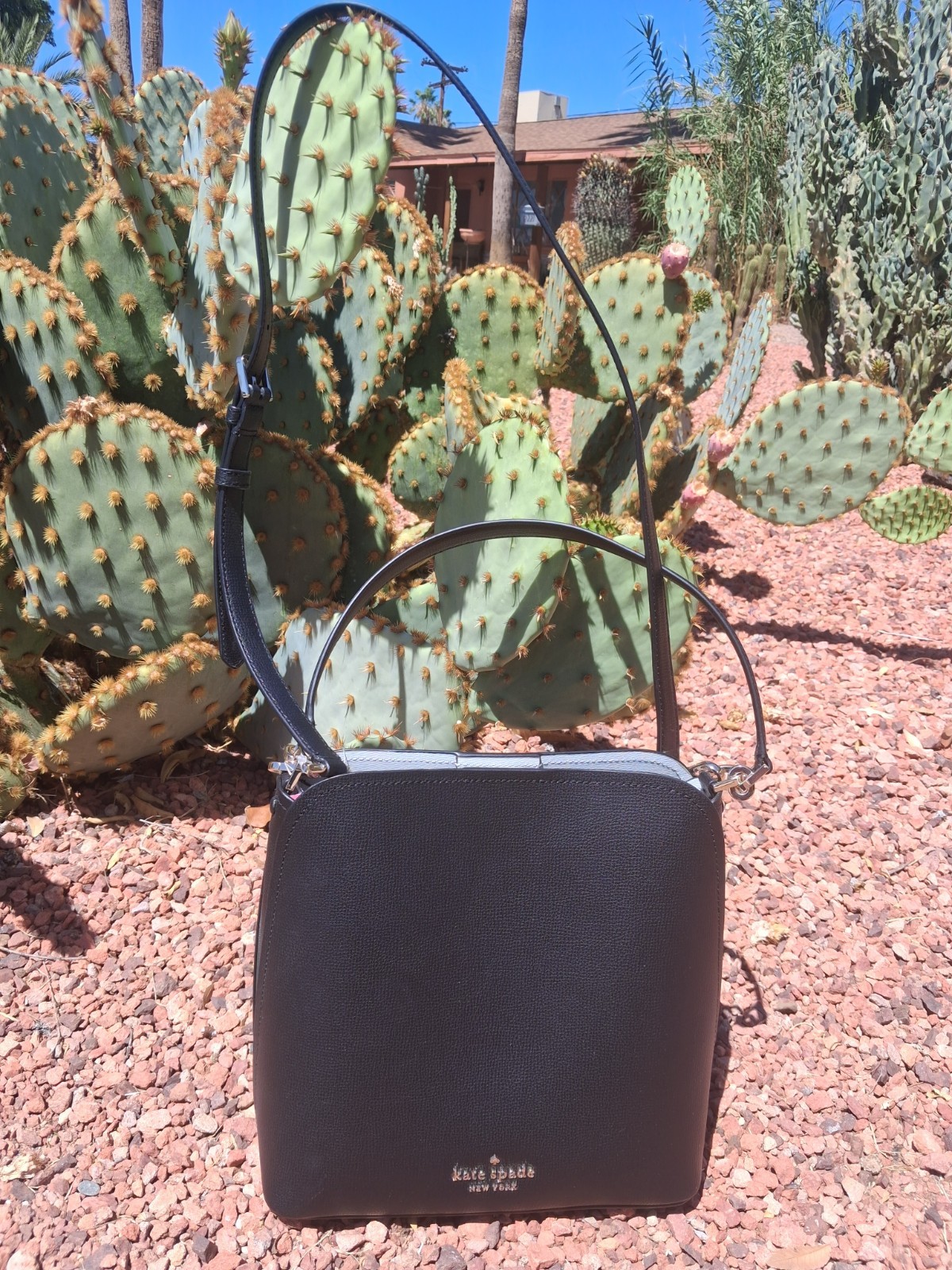 Kate Spade New York Small Black Crossbody Bag Logo, Detachable Strap Pockets