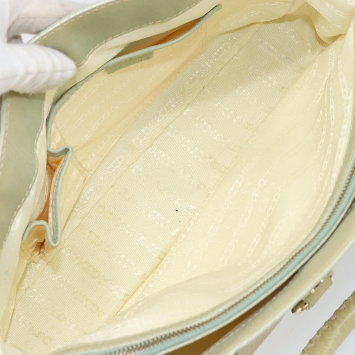 CELINE Boogie Hand Bag Leather Green Gold Auth BA9733