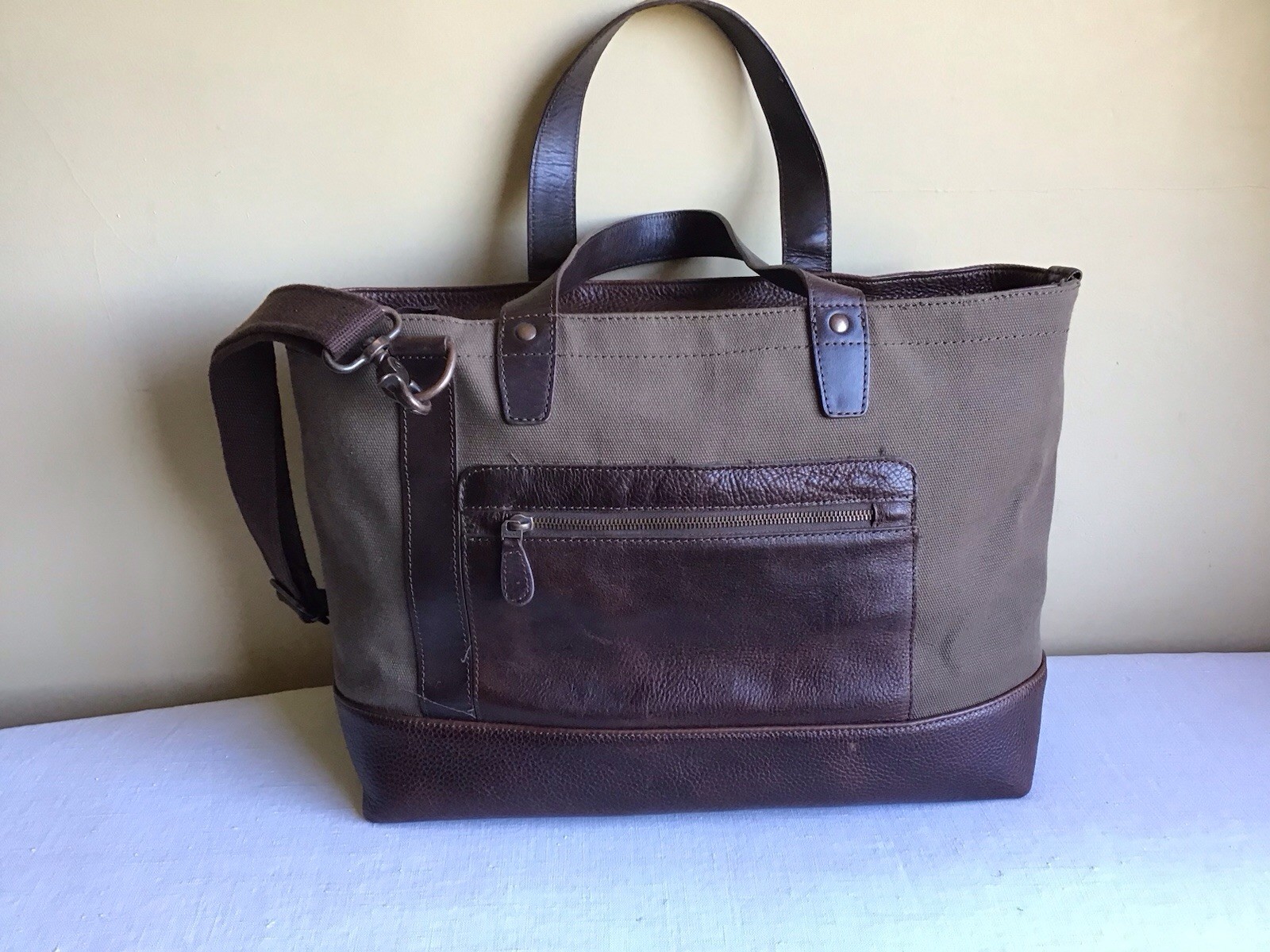 Pendleton Wyeth Trail Brown Western Aztec Canvas Leather Weekender Duffle Tote