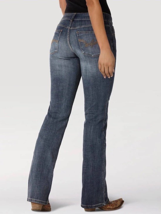 Wrangler Womens Bootcut Jeans Medium Wash Blue Stretch Denim 1009MWZAH Size 7×34