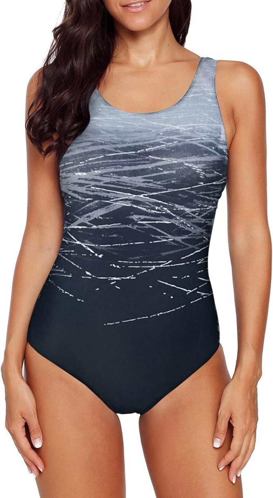 Womens Swimming Costume Tummy Control One Piece X Back U-neckline