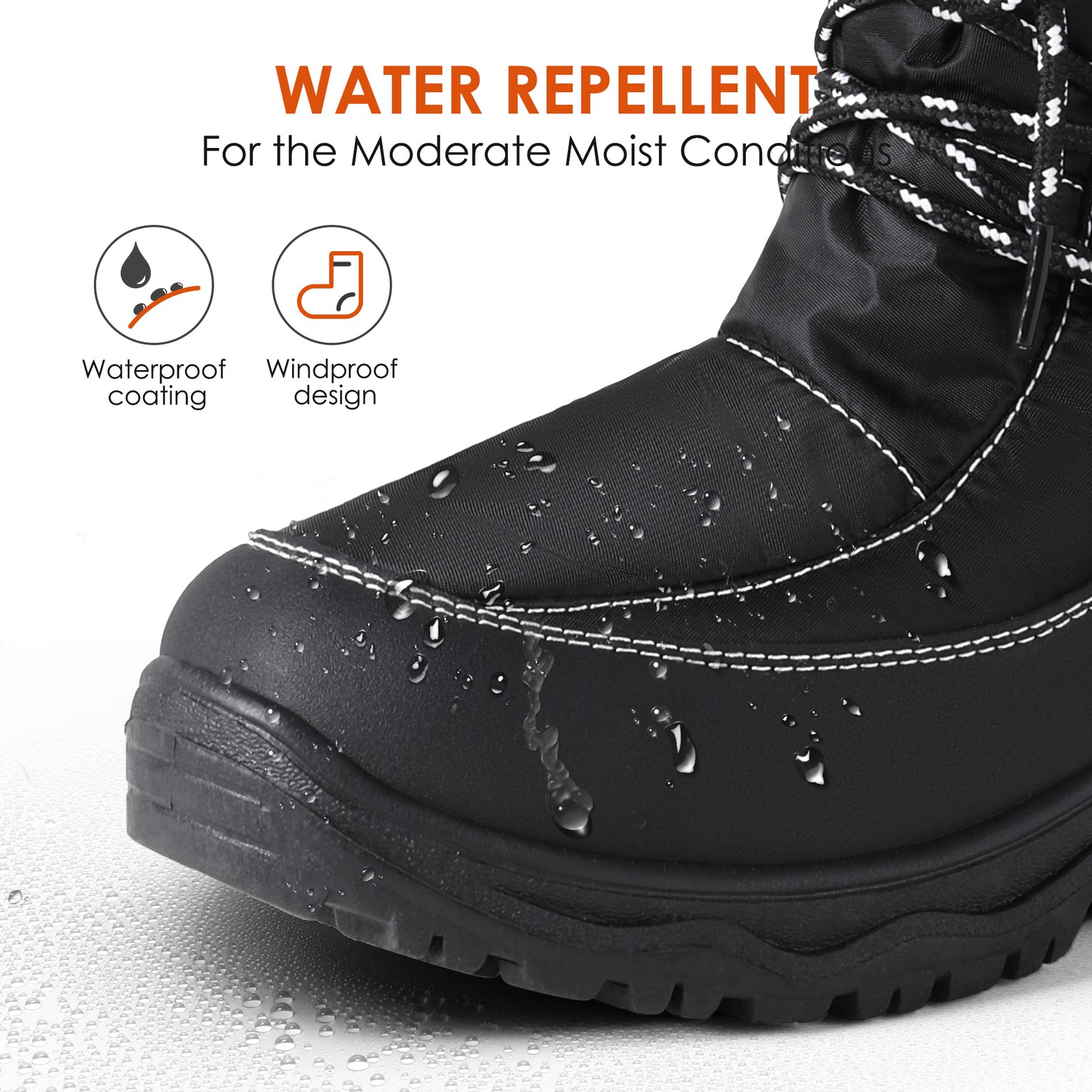 Women Faux Fur Lining Winter Waterproof Snow Boots Warm Side Zipper Snow Boots