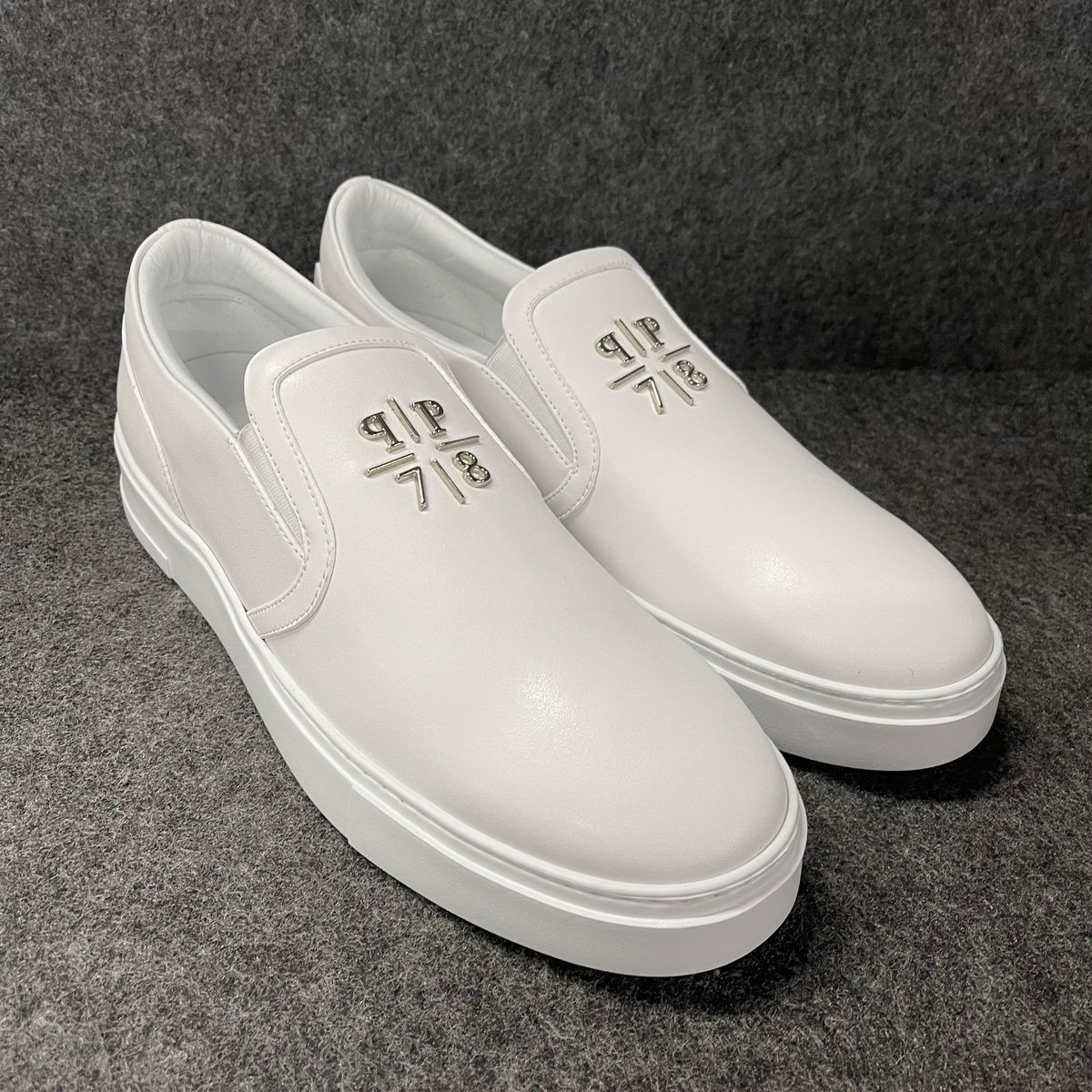 PHILIPP PLEIN Nappa Leather Triangle Logo Slip-On Shoe Men’s Size 10.5