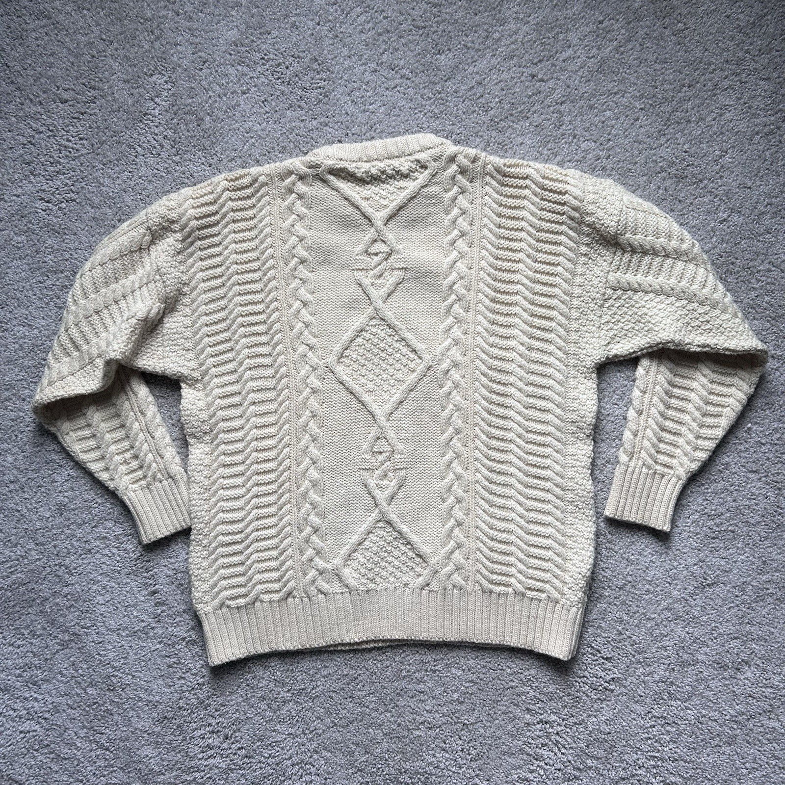Vintage Burberrys Cable Knit Wool Crewneck Sweater Jumper Made In England Large