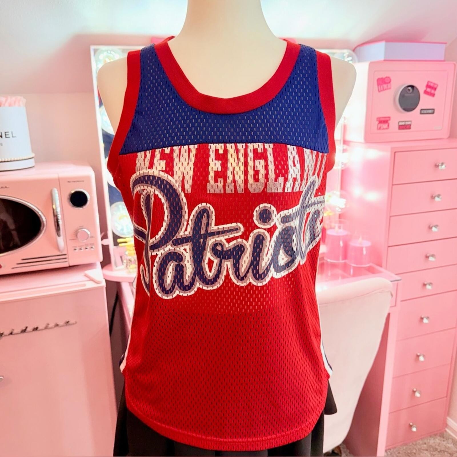 NFL New England Patriots Women’s Mesh Tank Jersey Football Super Bowl Fashion