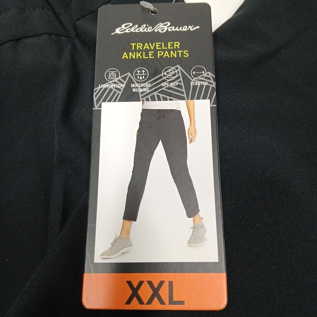 Eddie Bauer Ladies Traveler Ankle Pant 2XL Black 44-46 Waist 28 Inseam Stretchy