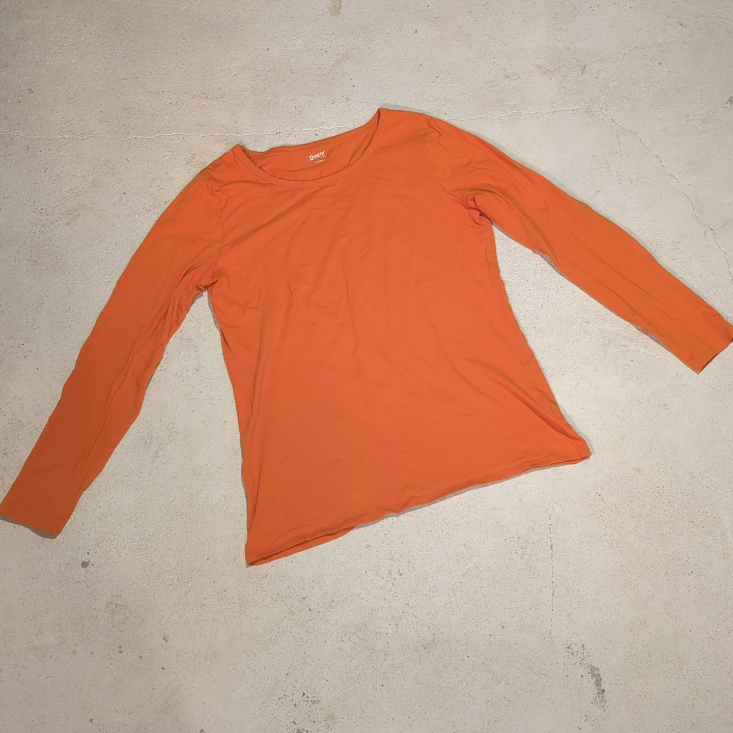 Duluth Trading Long Sleeve Shirt Top Orange Size L Womens 95% Cotton 5% Spandex