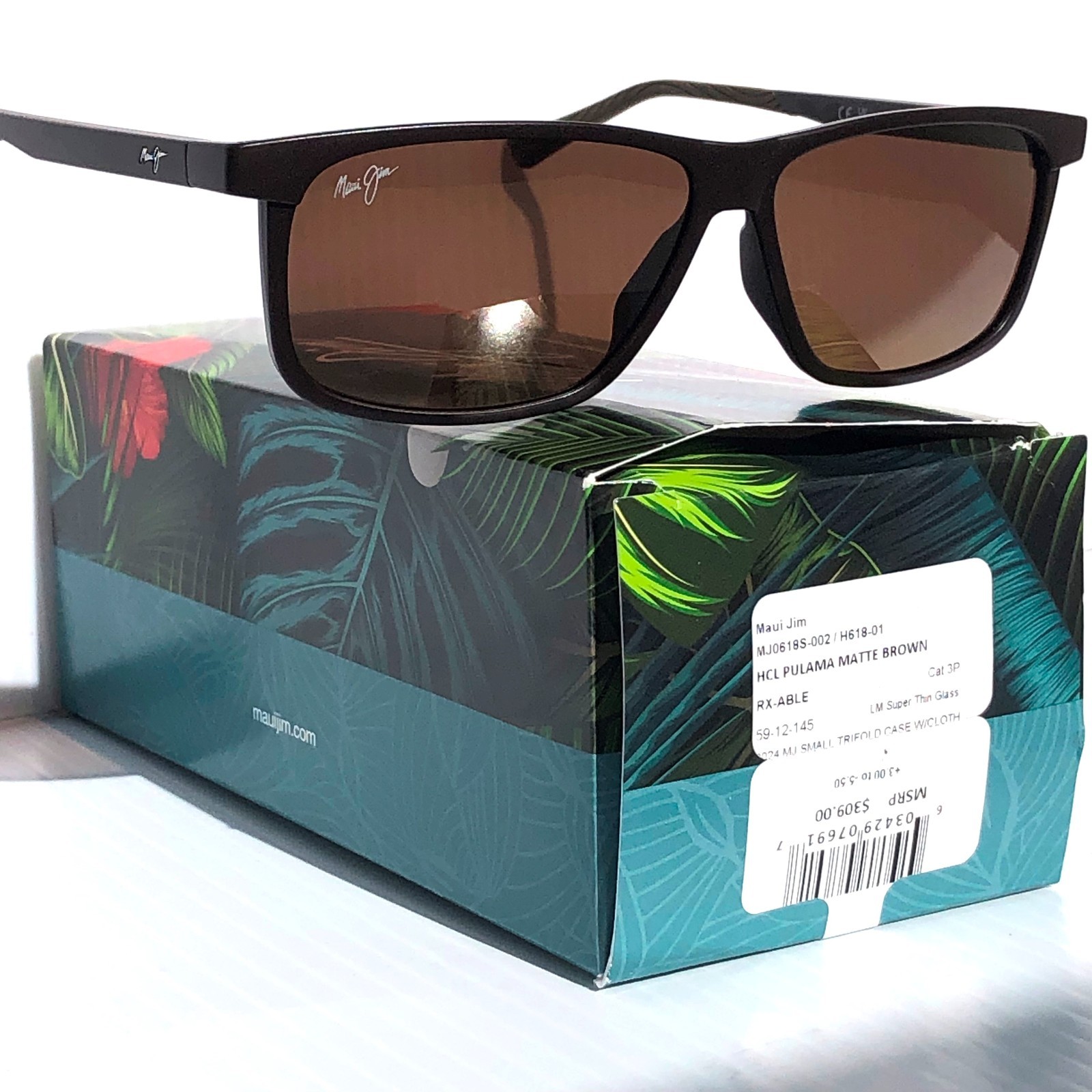 NEW Maui Jim PULAMA Matte Brown POLARIZED ST Bronze GLASS Sunglass H618-01